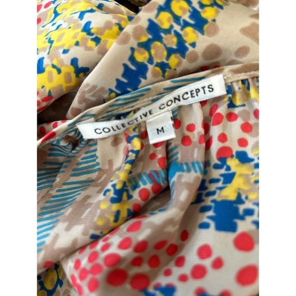 Anthropologie Collective Concepts Women's Tan Abstract Print Dress Size Medium - Picture 5 of 5